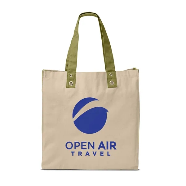 15" x 15" x 3.25" cotton canvas tote bag with brass... from ASI 79530 Prime Line