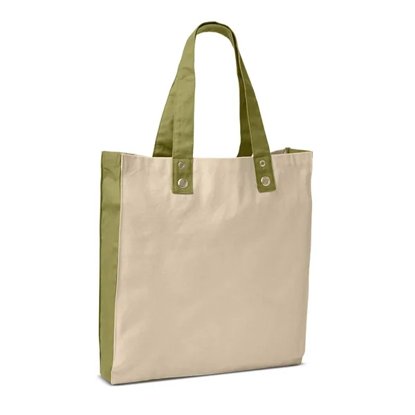 15" x 15" x 3.25" cotton canvas tote bag with brass... from ASI 79530 Prime Line