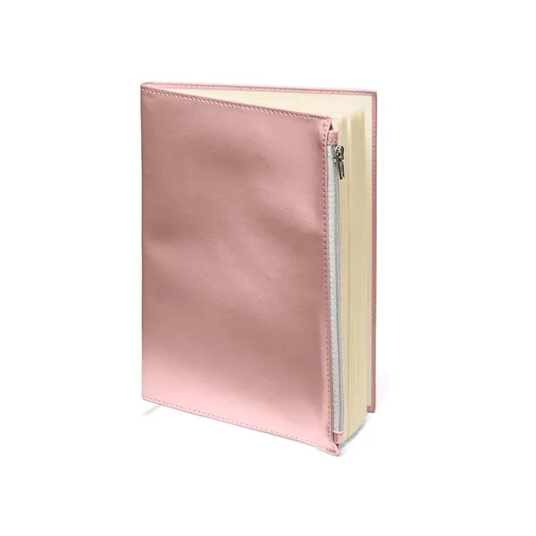 5.7" x 8.5" x 0.5" 80-page notebook with metallic polyurethane cover... from ASI 79530 Prime Line