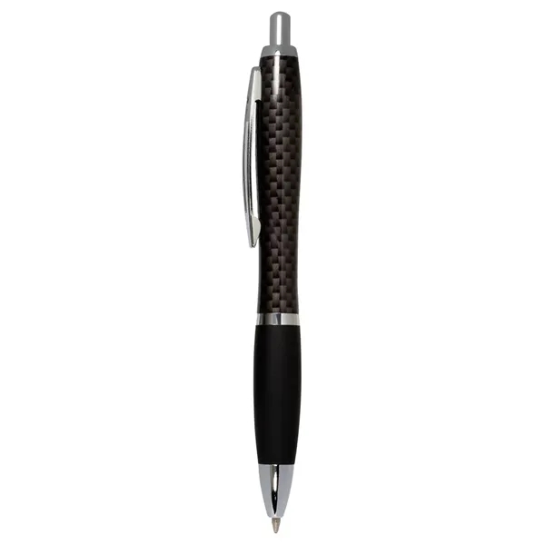 5.5" x .51" aluminum plunger-action ballpoint pen with imitation carbon fiber... from ASI 79530 Prime Line