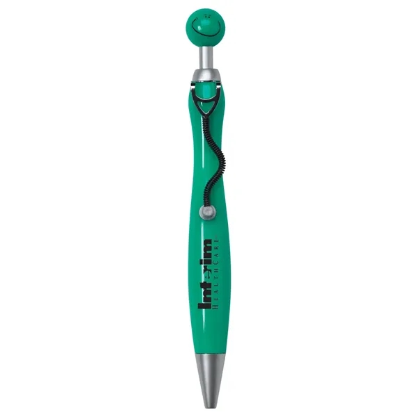 Plunger action pen with happy face topper, black ink and stethoscope... from ASI 79530 Prime Line