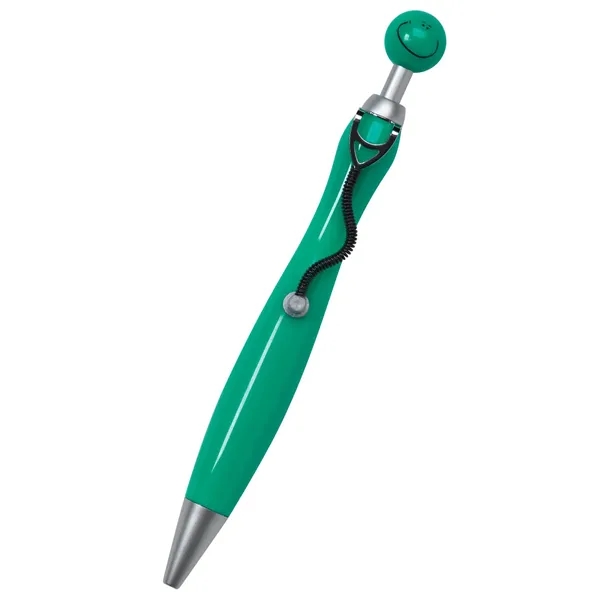 Plunger action pen with happy face topper, black ink and stethoscope... from ASI 79530 Prime Line