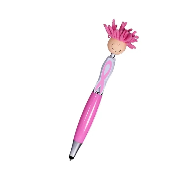 MopTopper™ click-action ballpoint pen with awareness ribbon clip, stylus, and microfiber... from ASI 79530 Prime Line