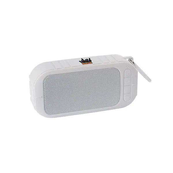 Pool-side wireless water-resistant speaker with charging cable and audio cable that... from ASI 79530 Prime Line