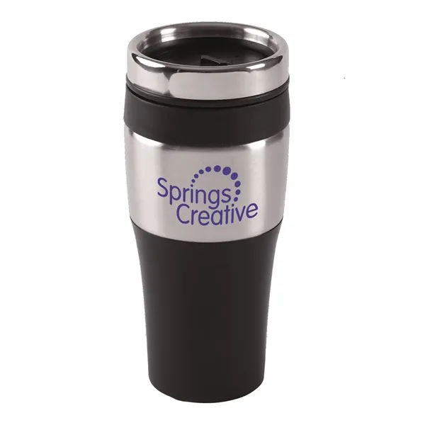 16 oz. insulated travel mug with PVC grip, thumb-slide plastic lid,... from ASI 79530 Prime Line