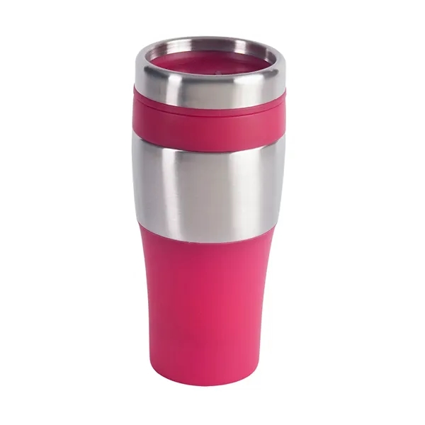 16 oz. insulated travel mug with PVC grip, thumb-slide plastic lid,... from ASI 79530 Prime Line