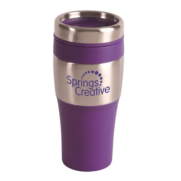16 oz. insulated travel mug with PVC grip, thumb-slide plastic lid,... from ASI 79530 Prime Line