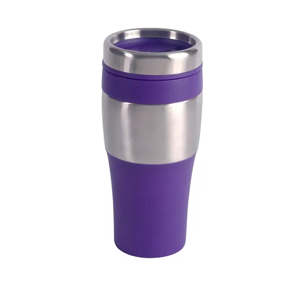 16 oz. insulated travel mug with PVC grip, thumb-slide plastic lid,... from ASI 79530 Prime Line