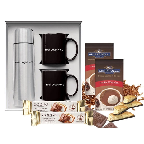 Presentation box with mugs, stainless beverage carrier, cocoa and more.... from ASI 89971 Stuff A Mug