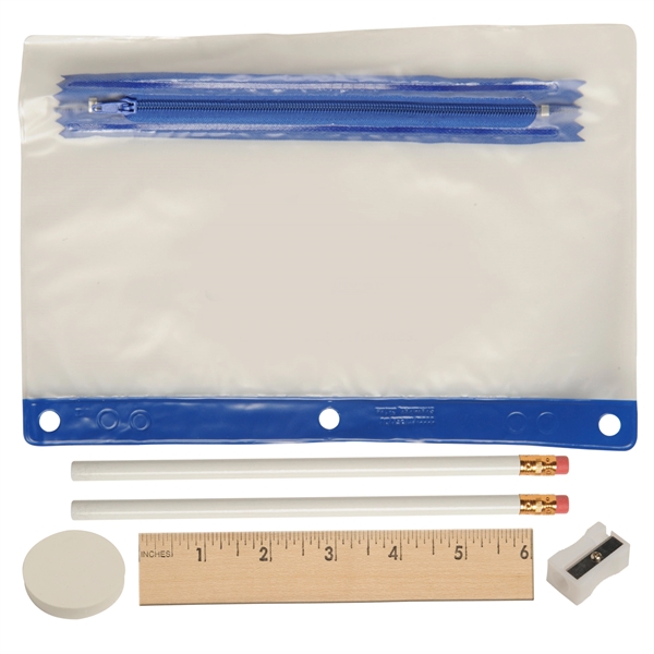 Deluxe school kit with pouch, ruler, pencils, eraser and pencil sharpener.... from ASI 52840 Evans Manufacturing