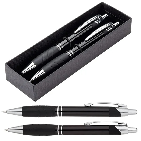 Two piece gift box with plunger action aluminum ballpoint pen and... from ASI 67866 Logomark/Valumark / Valumark™