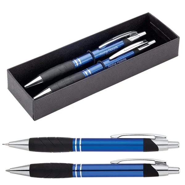 Two piece gift box with plunger action aluminum ballpoint pen and... from ASI 67866 Logomark/Valumark / Valumark™