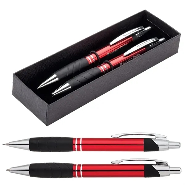 Two piece gift box with plunger action aluminum ballpoint pen and... from ASI 67866 Logomark/Valumark / Valumark™