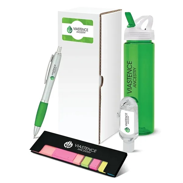 4 pc. gift set with 25 oz. PET water bottle, plunge-action... from ASI 67866 Logomark/Valumark