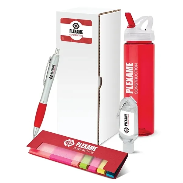 4 pc. gift set with 25 oz. PET water bottle, plunge-action... from ASI 67866 Logomark/Valumark