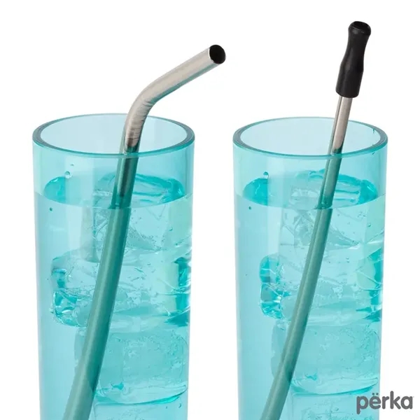 Five-piece Perka® Avila stainless steel drinking straw set in cotton drawstring... from ASI 67866 Logomark/Valumark