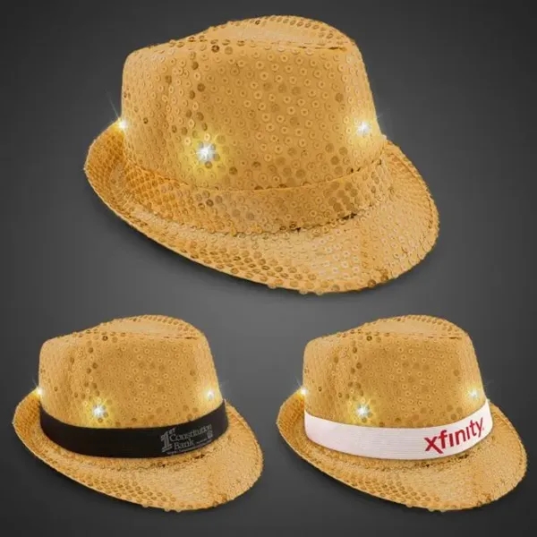 Gold Sequin LED Fedora Hat... from ASI 42016 Brighter Promotions Inc