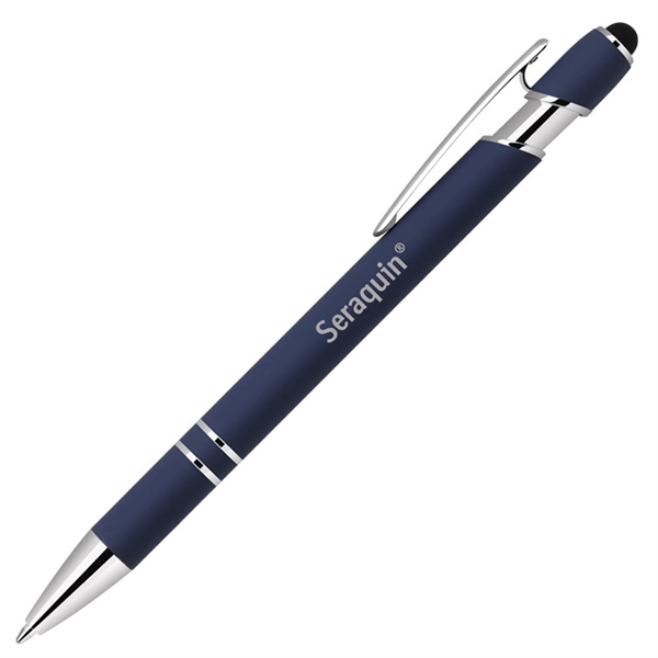 Rubber finish aluminum click action ballpoint stylus pen... from ASI 79535 Primetime