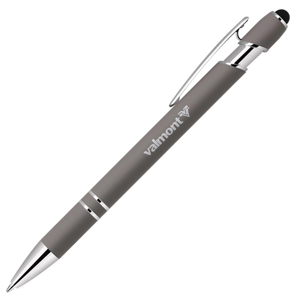 Rubber finish aluminum click action ballpoint stylus pen... from ASI 79535 Primetime