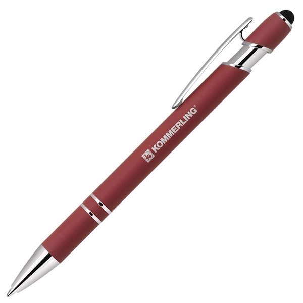 Rubber finish aluminum click action ballpoint stylus pen... from ASI 79535 Primetime