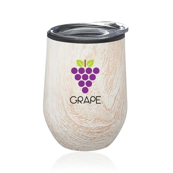 12 oz. stainless steel stemless wine glass with wood pattern, clear... from ASI 39552 BEL Promo