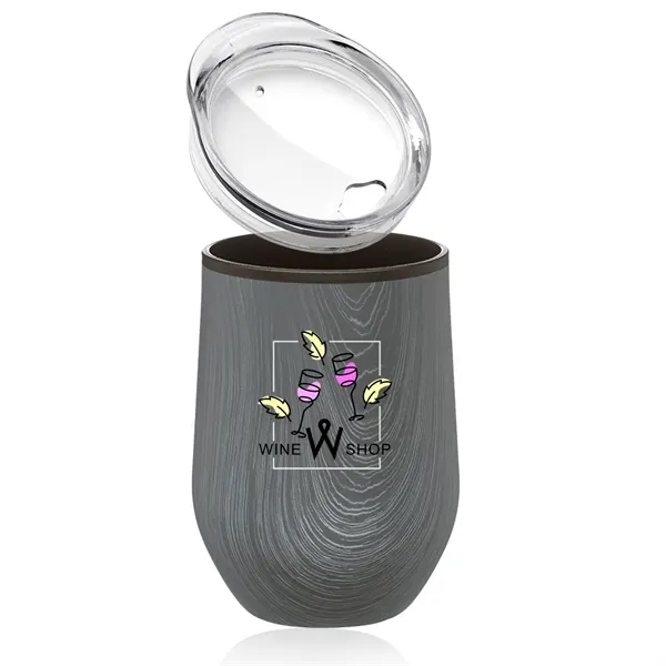 12 oz. stainless steel stemless wine glass with wood pattern, clear... from ASI 39552 BEL Promo