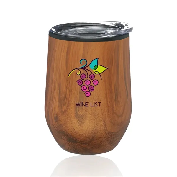 12 oz. stainless steel stemless wine glass with wood pattern, clear... from ASI 39552 BEL Promo