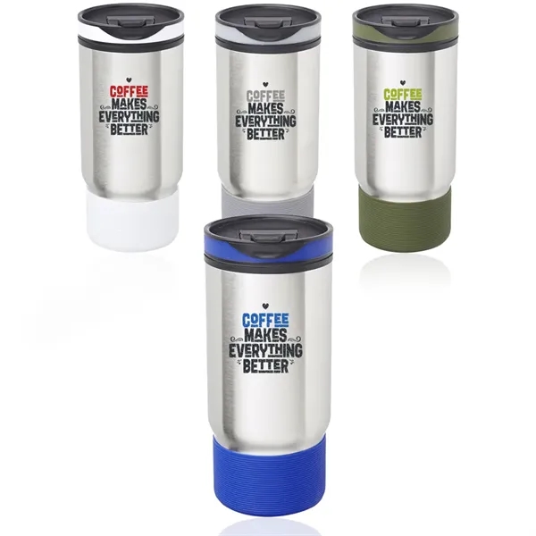 17 oz. ribbed stainless steel travel mug with plastic interior and... from ASI 39552 BEL Promo