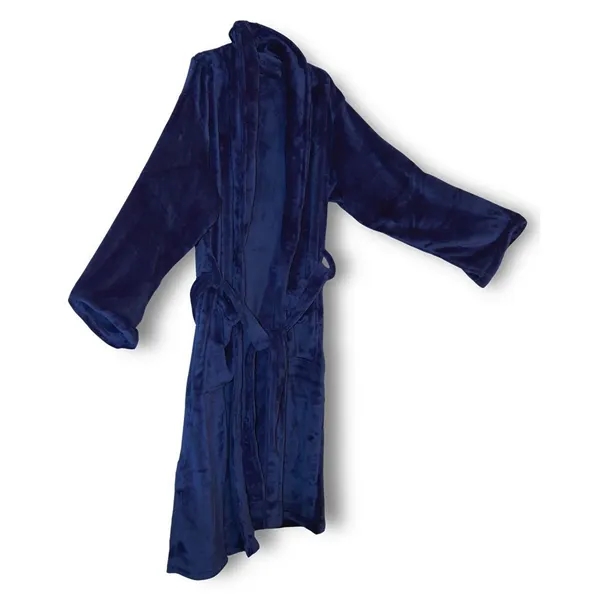 Anti-pill micro-mink fabric unisex robe with dual pockets and zippered storage... from ASI 68507 The Magnet Group / The Bag Factory®