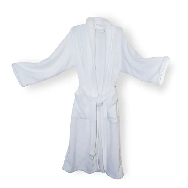 Anti-pill micro-mink fabric unisex robe with dual pockets and zippered storage... from ASI 68507 The Magnet Group / The Bag Factory®