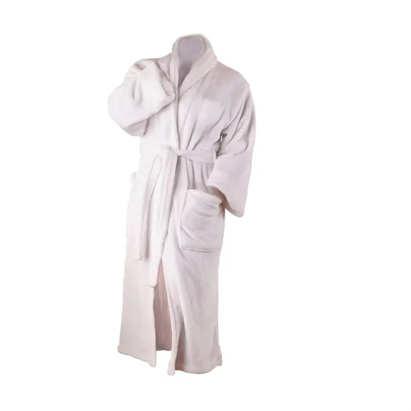 Anti-pill micro-mink fabric unisex robe with dual pockets and zippered storage... from ASI 68507 The Magnet Group / The Bag Factory®