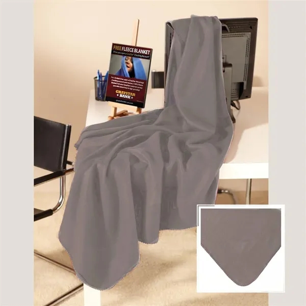 50" x 60" promotional fleece throw with whip stitching around the... from ASI 68507 The Magnet Group / The Bag Factory®