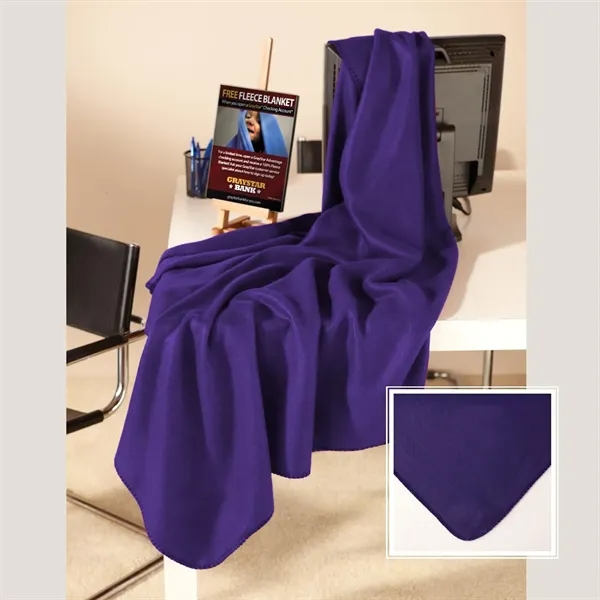 50" x 60" promotional fleece throw with whip stitching around the... from ASI 68507 The Magnet Group / The Bag Factory®