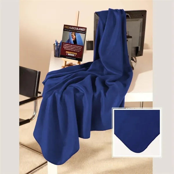 50" x 60" promotional fleece throw with whip stitching around the... from ASI 68507 The Magnet Group / The Bag Factory®