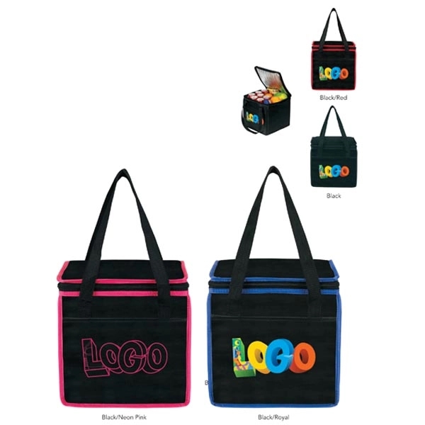 Square shaped cooler with front sleeve pocket, zipper top, foam insulation... from ASI 46420 Continental Mkting Svc Inc / CMBags