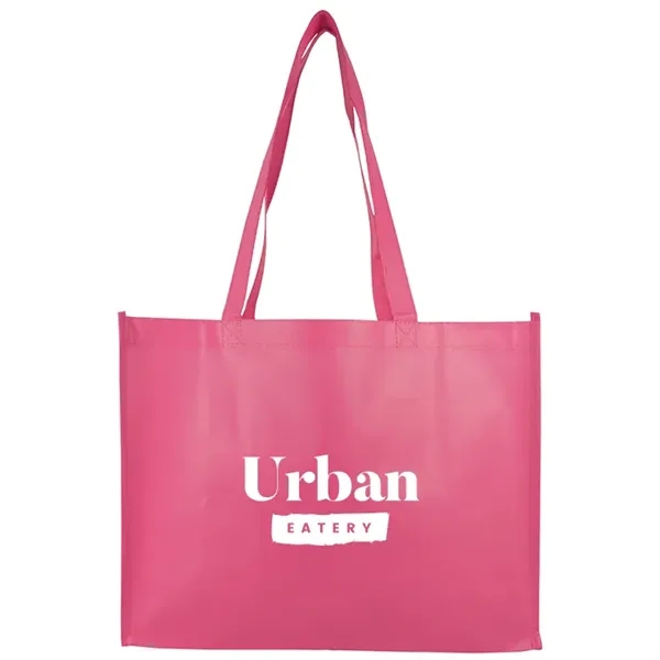 Stylish matte laminated tote with long handles and spacious interior ideal... from ASI 67557 LimeLight Ent