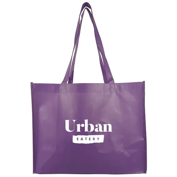 Stylish matte laminated tote with long handles and spacious interior ideal... from ASI 67557 LimeLight Ent