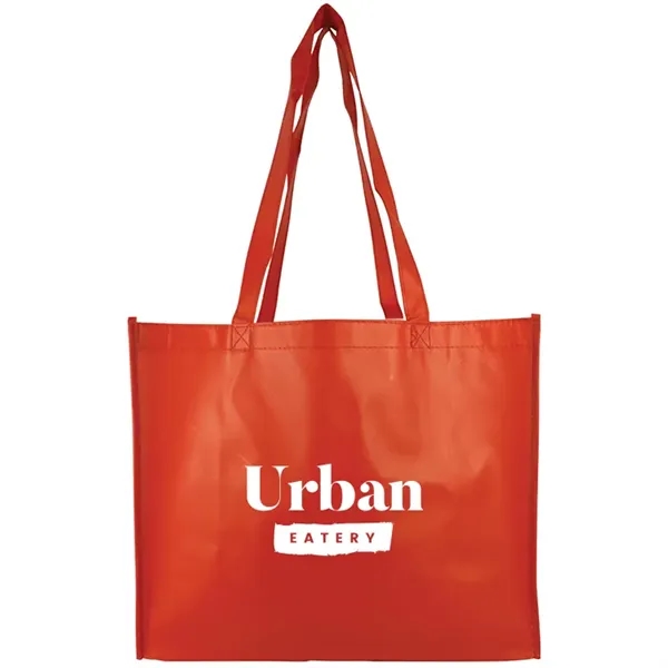 Stylish matte laminated tote with long handles and spacious interior ideal... from ASI 67557 LimeLight Ent