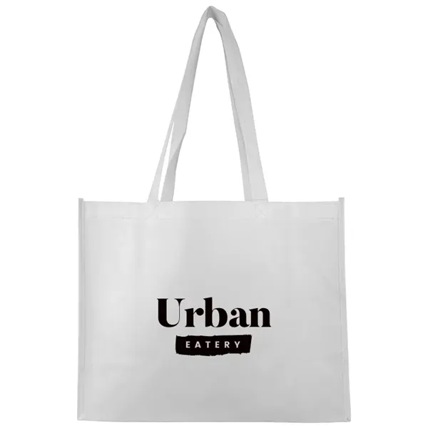 Stylish matte laminated tote with long handles and spacious interior ideal... from ASI 67557 LimeLight Ent