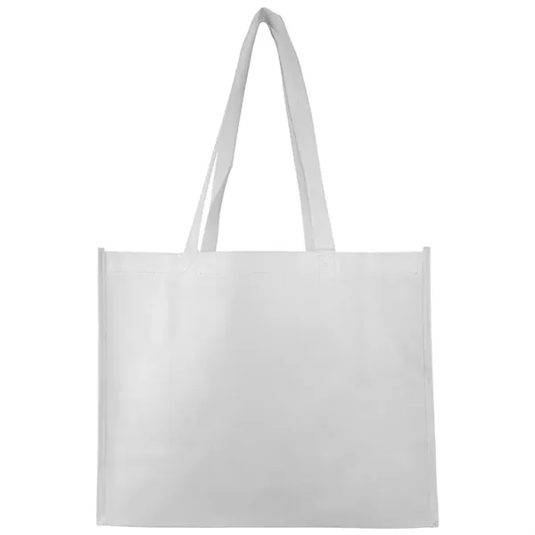 Stylish matte laminated tote with long handles and spacious interior ideal... from ASI 67557 LimeLight Ent