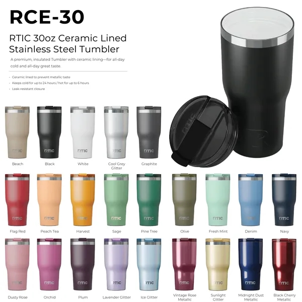 RTIC 30 ounce ceramic insulated stainless steel ringed tumbler with lid.... from ASI 74601 Calico