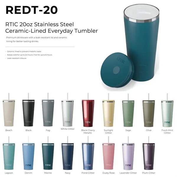 RTIC 20oz Stainless Steel Ceramic-Lined Everyday Tumbler... from ASI 74601 Calico