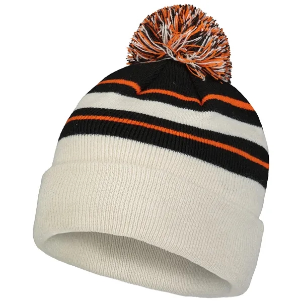 Knit Fold Over Pom-Pom Beanie.... from ASI 37461 Augusta Sportswear / Pacific Headwear