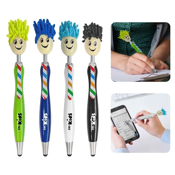 Click action ballpoint pen with stylus and crazy hair.... from ASI 52710 Lincoln Line