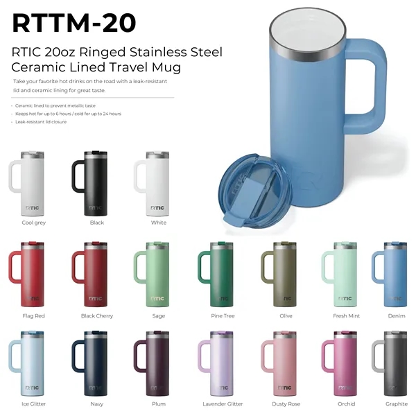 RTIC double-wall stainless steel 20 ounce travel mug with flip-top lid... from ASI 74601 Calico