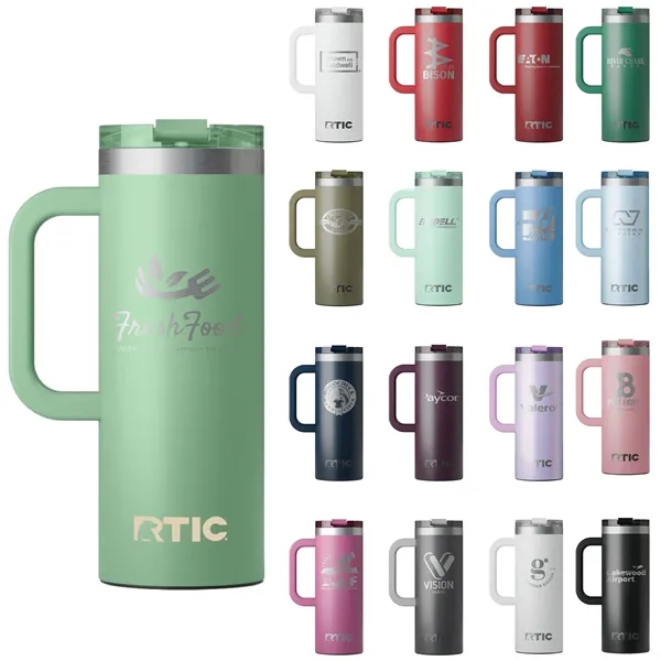 RTIC double-wall stainless steel 20 ounce travel mug with flip-top lid... from ASI 74601 Calico
