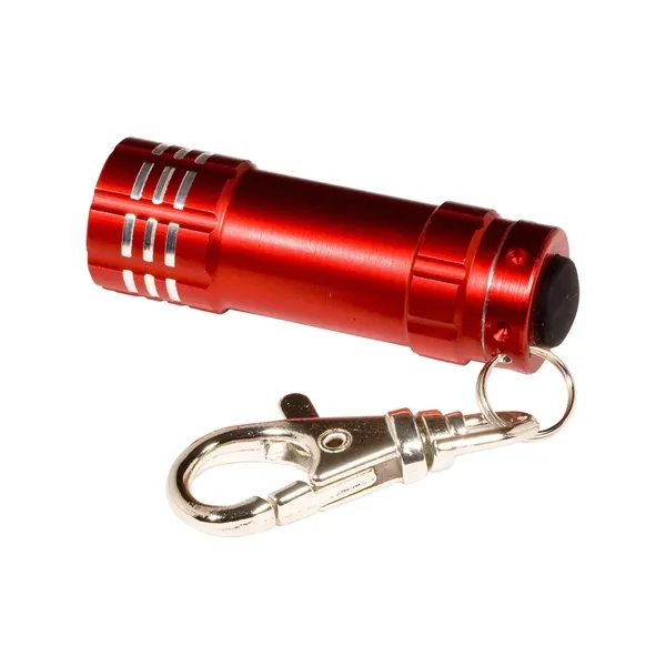 Mini aluminum flashlight with 3 ultra-bright LED bulbs, a latching key... from ASI 79530 Prime Line