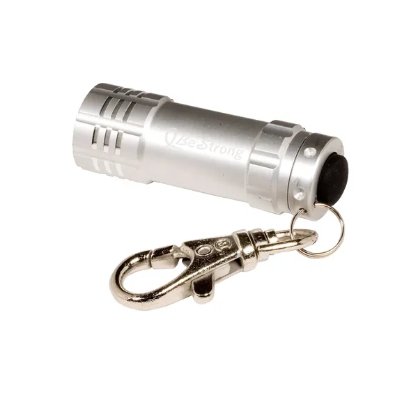 Mini aluminum flashlight with 3 ultra-bright LED bulbs, a latching key... from ASI 79530 Prime Line