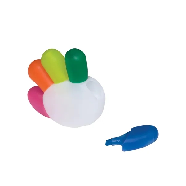 Hand shaped highlighter with five assorted color mini highlighters.... from ASI 79530 Prime Line