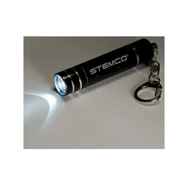 Mini aluminum flashlight with an ultra-bright LED bulb, latching key holder... from ASI 79530 Prime Line